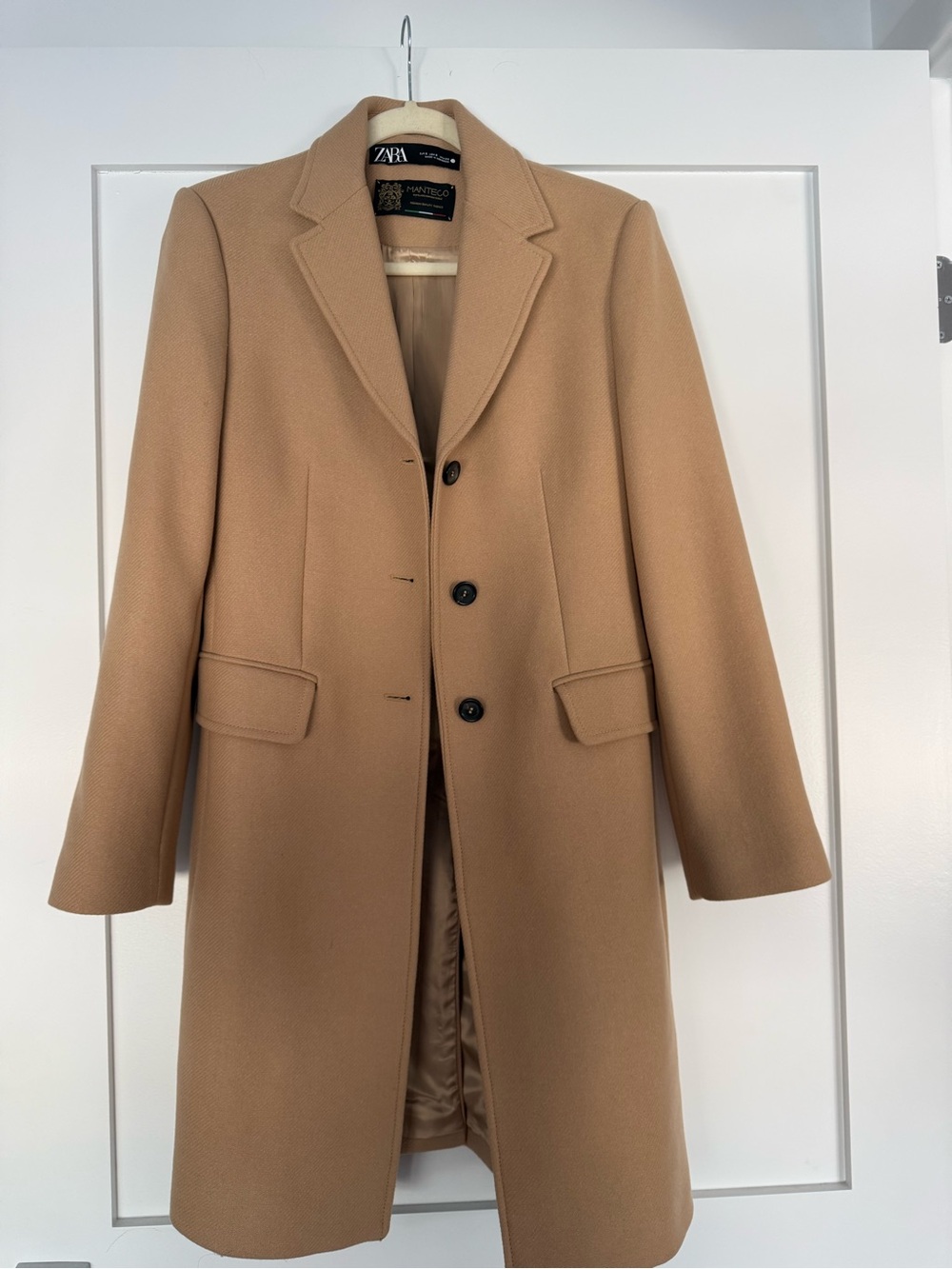ZARA Camel Wool-Blend Pea Coat